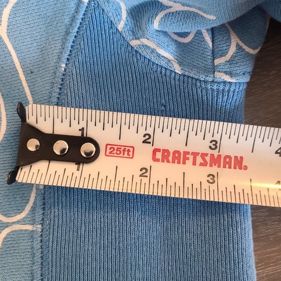 Champion Reverse Weave Hoodie Womens Large Blue Bubble Letter All Over Logo Y2K - Picture 8 of 8